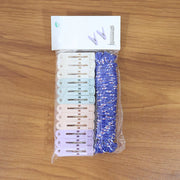 Outdoor drying rope with heavy duty clips securing clothes