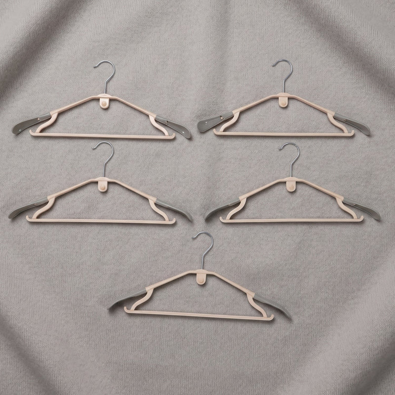 Sturdy plastic clothes hangers for daily wardrobe use