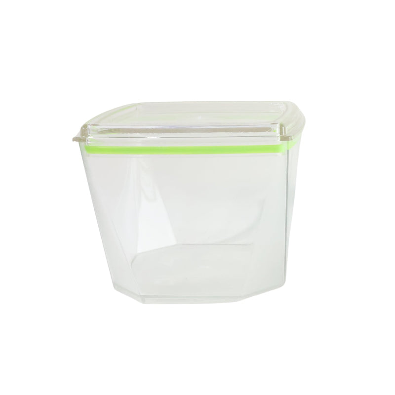 Organized kitchen shelves with stackable leak-proof food containers