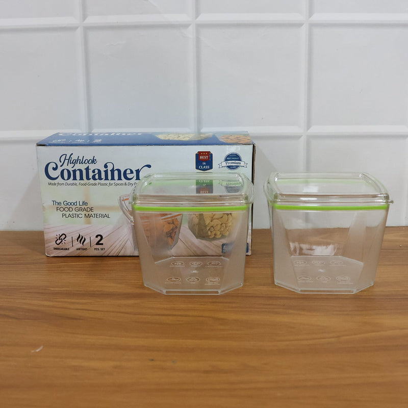 Food storage containers in use holding nuts and spices