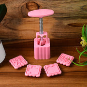 Cookie biscuit mold set with floral and heart stamps displayed