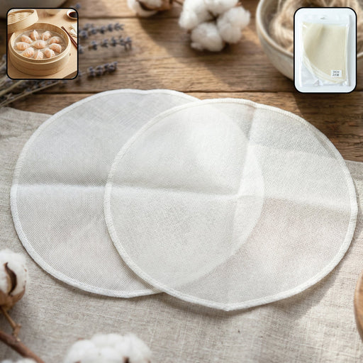 Reusable cotton steam cloth for bamboo steamers in kitchen setting