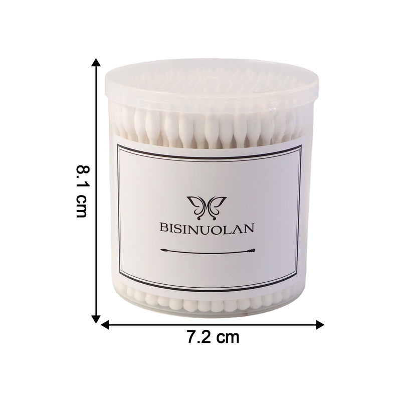 Detailed close-up of a cotton ear bud highlighting cotton tip texture