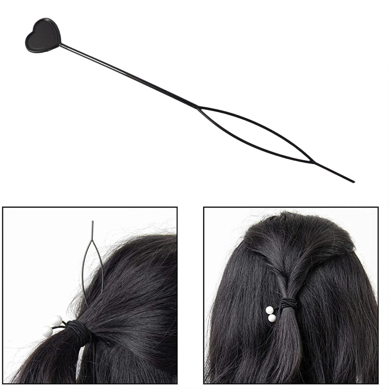 Hair clip set featuring stylish black heart-shaped pins