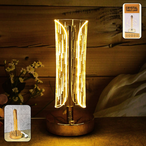 Tall cylinder crystal table lamp with elegant design and warm LED glow