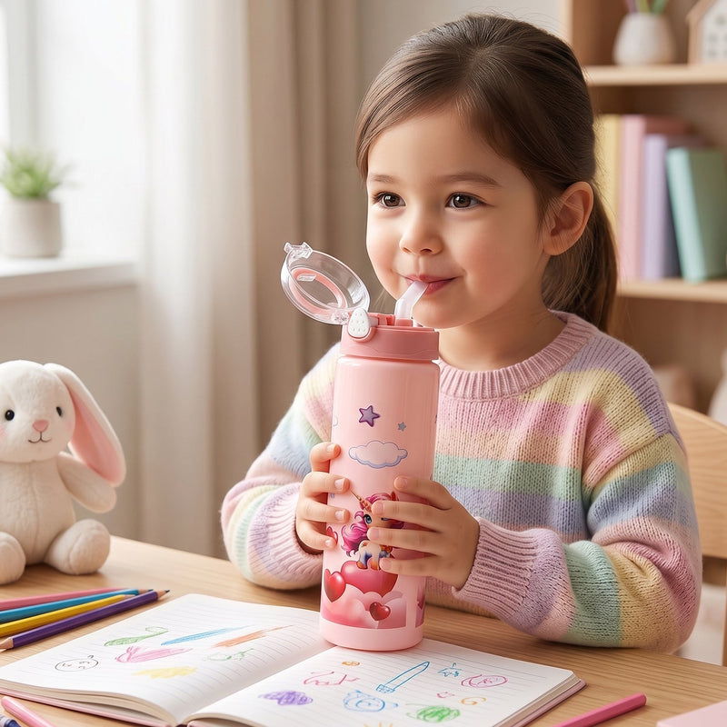 Printed school water bottle with princess theme for children