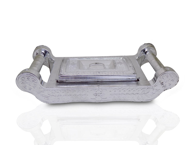 2091 Multipurpose 4 Section Royal Design Silver Storage/Gift Box 