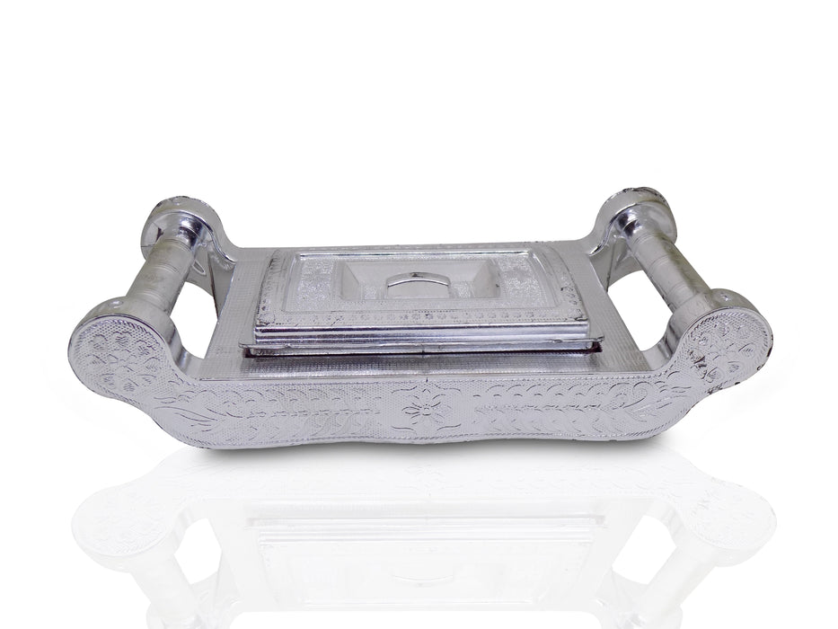 2091 Multipurpose 4 Section Royal Design Silver Storage/Gift Box 