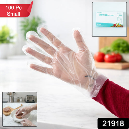 Small size disposable plastic gloves in transparent packing
