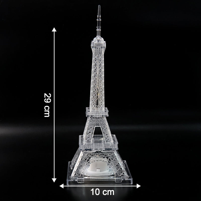 Eiffel Tower shaped LED decorative light illuminating vibrant colors