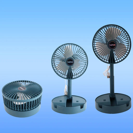 Foldable Mini USB Desk Fan with adjustable angle and quiet motor on white background