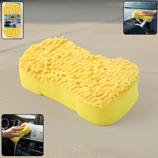 Microfiber car washing sponge with dual cleaning surfaces