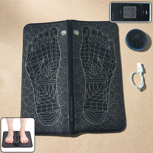 Electric EMS Foot Massage Mat providing foot relaxation with precise pulse zones