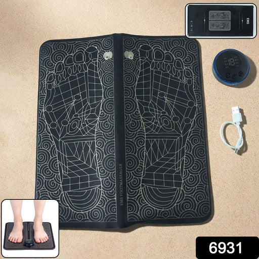 Foldable EMS Foot Massage Pad featuring wired controller for easy operation