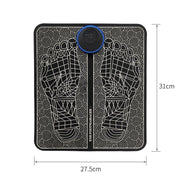 Dimensions illustration of EMS Foot Massage Therapy Mat showing length and width