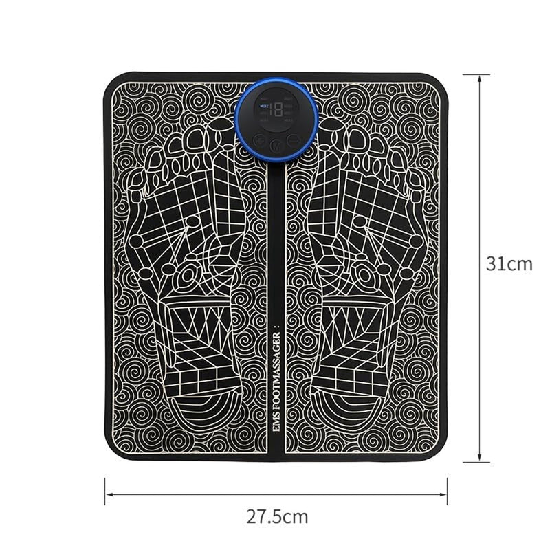Dimensions illustration of EMS Foot Massage Therapy Mat showing length and width