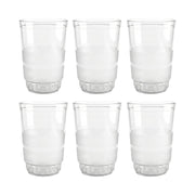 Empty row of Janta drinking glasses with frosted grip set