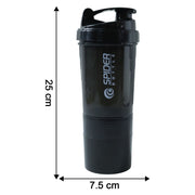 Size comparison showing compact 500ml protein shaker bottle