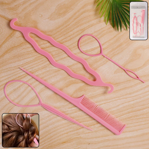 Multi-purpose hair styling tool set with comb displayed on white background