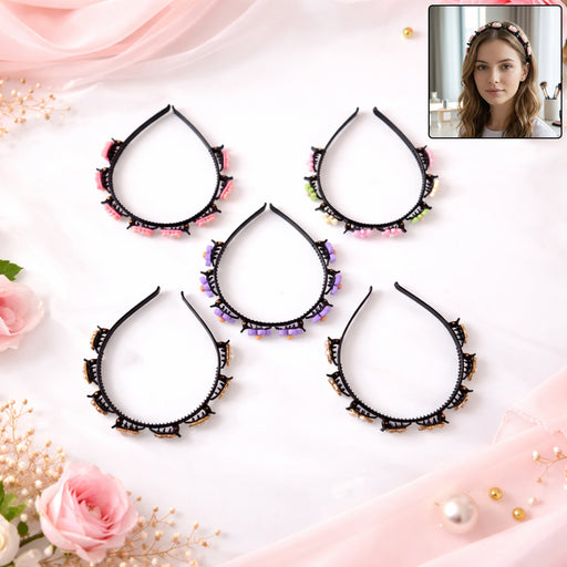 Floral beaded hairband design with colorful beads
