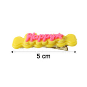 Size reference image showing dimensions of happy bone-shaped snap hair clips