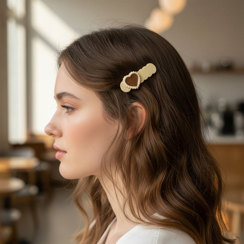 Romantic heart pattern hair pins with smooth finish
