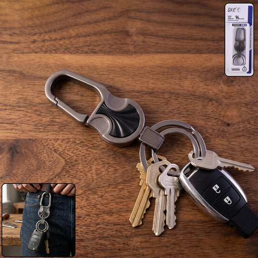 Heavy-duty metal key holder with secure lock clip for keys