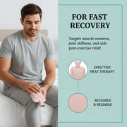 High-quality rubber hot water bag filled and ready for therapeutic use