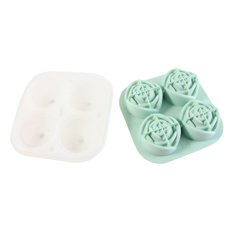 Rose shape ice cube tray filled with water and covered with lid
