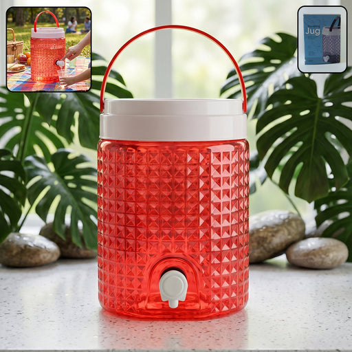 Front view of ChillPour's 4.5 litre plastic water jug with diamond cut design.