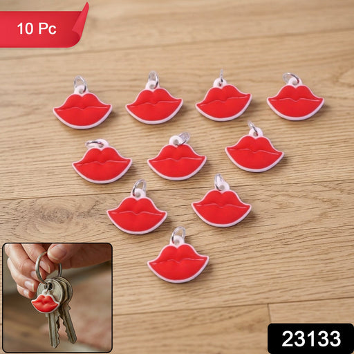 Set of 10 trendy lips-shaped bag charms and keychains