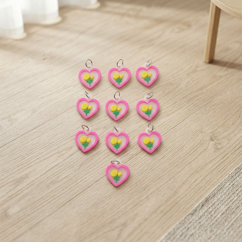 Cute girls bag keychains with floral heart design