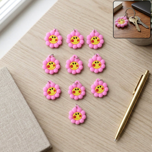 Colorful smiley flower bag charm keychain