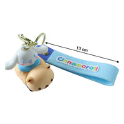 Size comparison showing lightweight cartoon dog silicone keychain