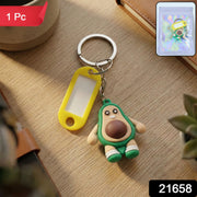 Avocado figure key holder keychain with metal ring