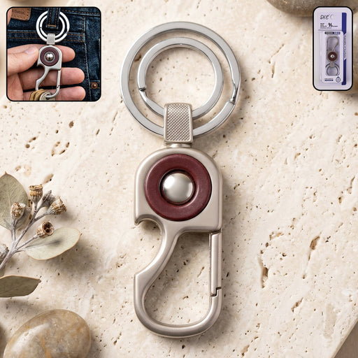 Heavy duty metal key holder with lock carabiner for secure key organization.