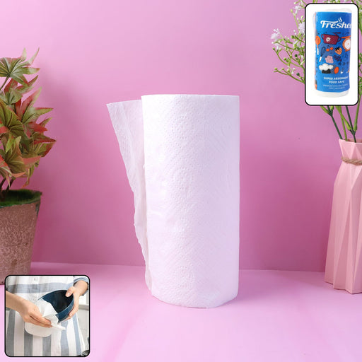 Single white sheet from a kitchen paper towel roll showing super absorbency and soft texture