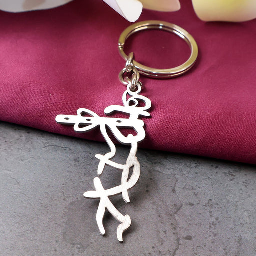 Krishna flute design stainless steel keychain with spiritual motif