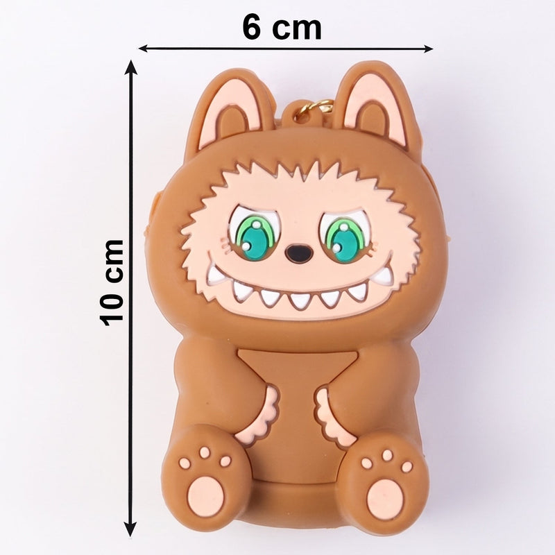 Lightweight mini silicone keychain pouch with strap for hanging on bags