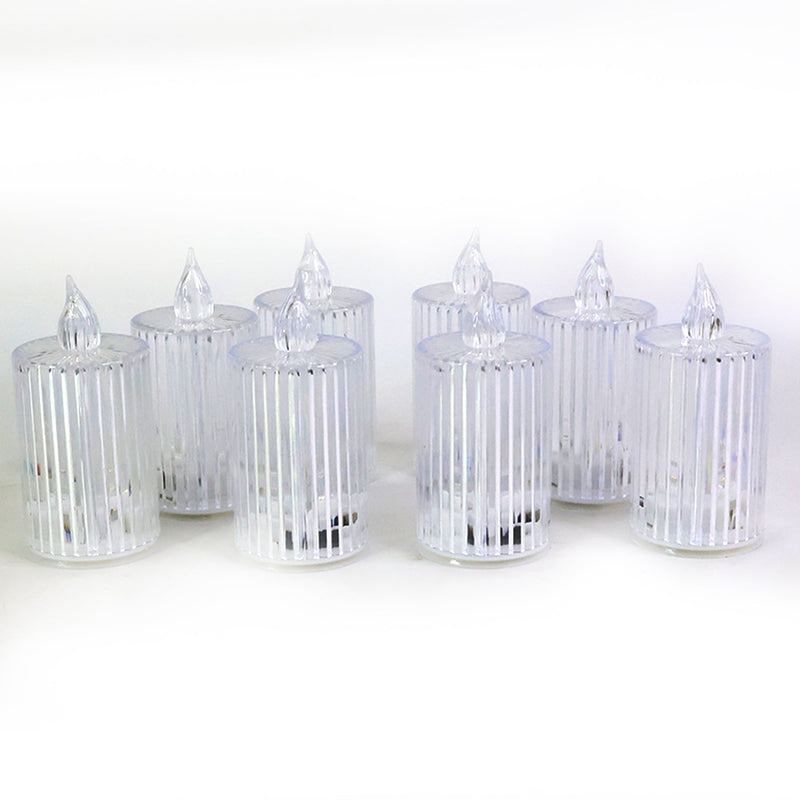 Crystal-effect LED candle lights set providing smokeless ambient lighting