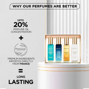 Assorted unisex fragrances in sleek bottles for daily use and special events
