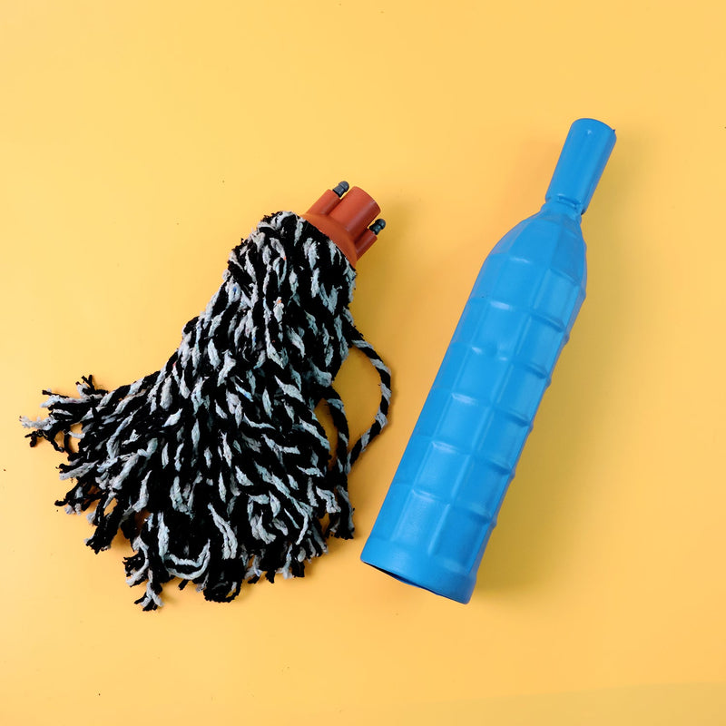 Side view of the Cotton Mop Refill, highlighting its sturdy plastic handle grip.