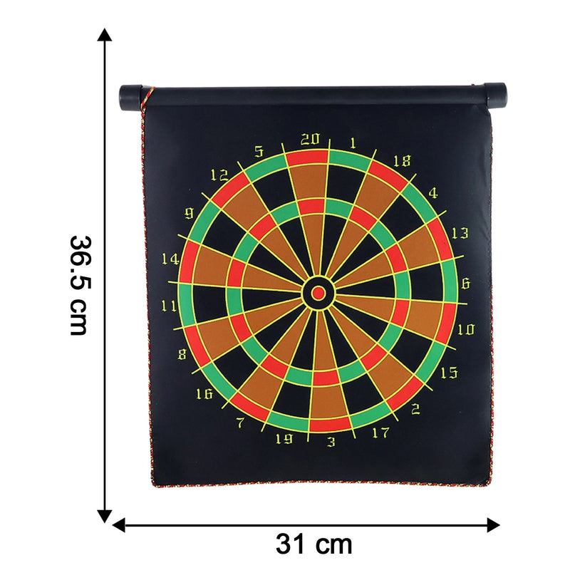 Size reference showing 12-inch magnetic dartboard set