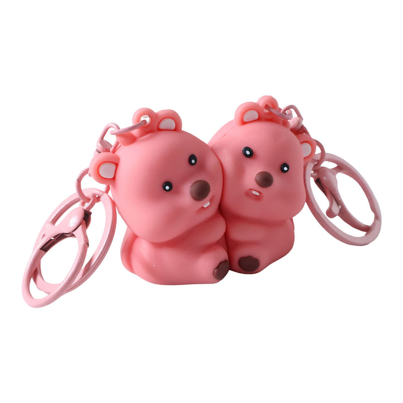 Couple bear keychains attached to strong metal key rings