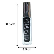 Matte black eyeliner pen alongside its dimensions showing length 9 cm