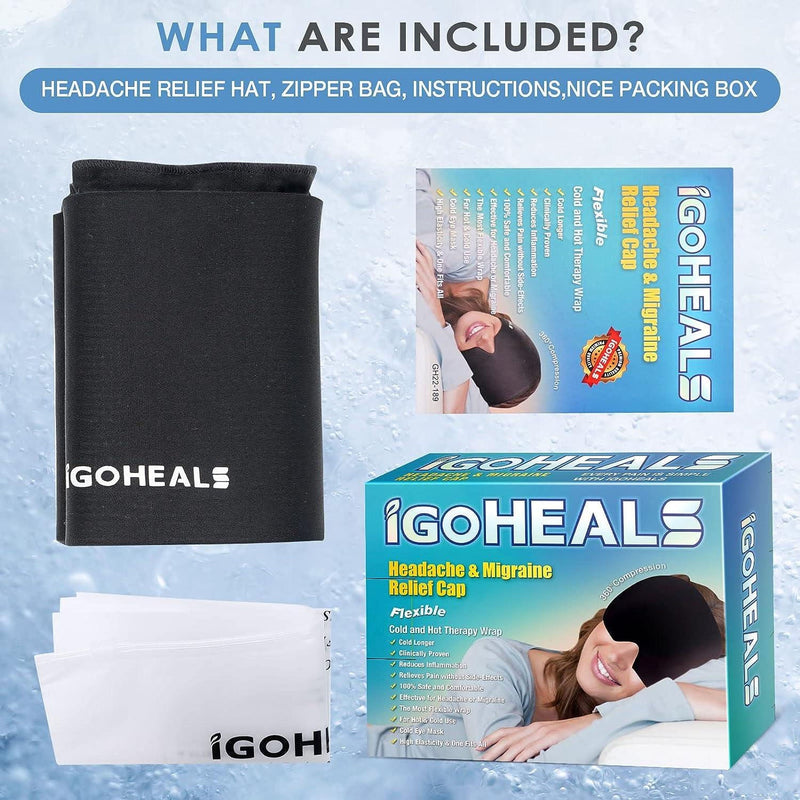 Warm compress head therapy cap for soothing migraine pain