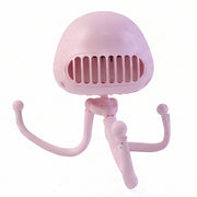 Flexible tripod stand supporting handheld mini fan showing adjustable positioning