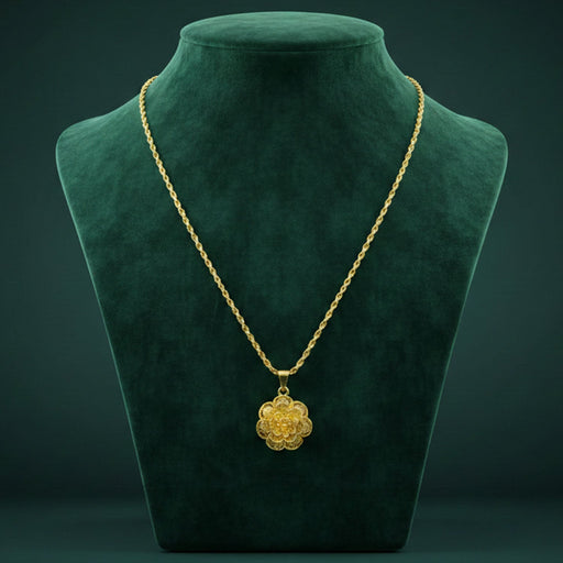 Gold finish floral traditional pendant necklace with unique design