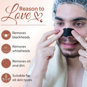 Close-up of activated charcoal nose strip removing blackheads