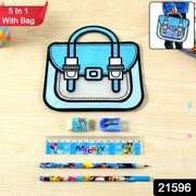 Cartoon style carry bag featured in kids stationery set